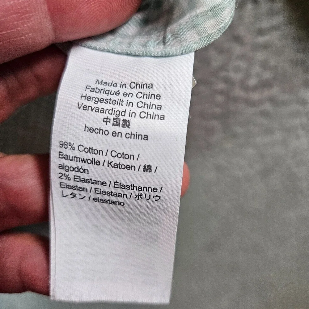 J Crew Thompson Dress Shirt Men Large 16 - 16.5 Button Long Sleeve‎ Green White